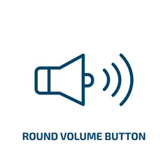 Poster - round volume button icon from user interface collection. Thin linear round volume button, round, volume outline icon isolated on white background. Line vector round volume button sign, symbol for web