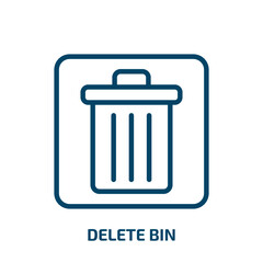 Poster - delete bin icon from user interface collection. Thin linear delete bin, bin, delete outline icon isolated on white background. Line vector delete bin sign, symbol for web and mobile