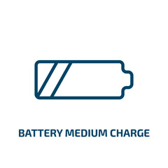 Poster - battery medium charge icon from user interface collection. Thin linear battery medium charge, indicator, energy outline icon isolated on white background. Line vector battery medium charge sign,