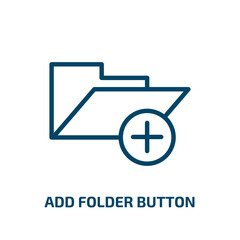 Poster - add folder button icon from user interface collection. Thin linear add folder button, folder, button outline icon isolated on white background. Line vector add folder button sign, symbol for web and