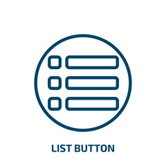 Poster - list button icon from user interface collection. Thin linear list button, button, list outline icon isolated on white background. Line vector list button sign, symbol for web and mobile