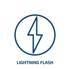 Poster - lightning flash icon from user interface collection. Thin linear lightning flash, simple, thunder outline icon isolated on white background. Line vector lightning flash sign, symbol for web and mobile