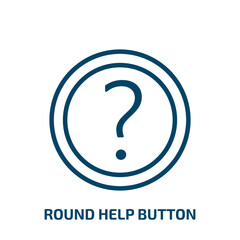Poster - round help button icon from user interface collection. Thin linear round help button, button, help outline icon isolated on white background. Line vector round help button sign, symbol for web and