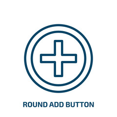 Poster - round add button icon from user interface collection. Thin linear round add button, button, add outline icon isolated on white background. Line vector round add button sign, symbol for web and mobile