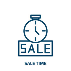 Poster - sale time icon from user interface collection. Thin linear sale time, time, business outline icon isolated on white background. Line vector sale time sign, symbol for web and mobile