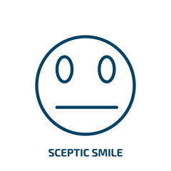 Poster - sceptic smile icon from user interface collection. Thin linear sceptic smile, happy, smile outline icon isolated on white background. Line vector sceptic smile sign, symbol for web and mobile