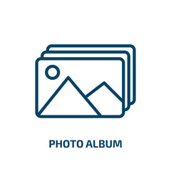 Poster - photo album icon from user interface collection. Thin linear photo album, album, photo outline icon isolated on white background. Line vector photo album sign, symbol for web and mobile