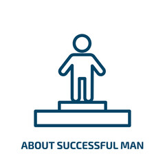 Poster - about successful man icon from user interface collection. Thin linear about successful man, success, man outline icon isolated on white background. Line vector about successful man sign, symbol for