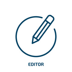 Poster - editor icon from user interface collection. Thin linear editor, video, edit outline icon isolated on white background. Line vector editor sign, symbol for web and mobile