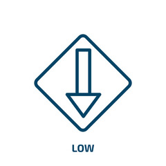 Poster - low icon from user interface collection. Thin linear low, energy, battery outline icon isolated on white background. Line vector low sign, symbol for web and mobile