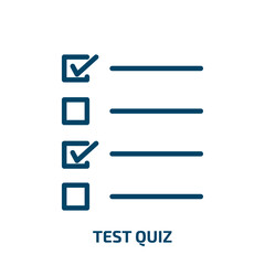 Poster - test quiz icon from user interface collection. Thin linear test quiz, quiz, test outline icon isolated on white background. Line vector test quiz sign, symbol for web and mobile