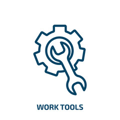 Poster - work tools icon from user interface collection. Thin linear work tools, work, tool outline icon isolated on white background. Line vector work tools sign, symbol for web and mobile