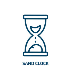 Poster - sand clock icon from user interface collection. Thin linear sand clock, clock, sand outline icon isolated on white background. Line vector sand clock sign, symbol for web and mobile
