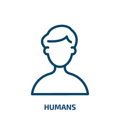 Poster - humans icon from user interface collection. Thin linear humans, human, communication outline icon isolated on white background. Line vector humans sign, symbol for web and mobile
