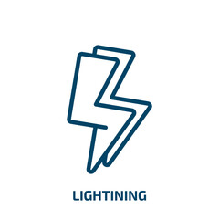 Poster - lightining icon from user interface collection. Thin linear lightining, thunderbolt, thunder outline icon isolated on white background. Line vector lightining sign, symbol for web and mobile