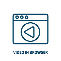 Aufkleber - video in browser icon from user interface collection. Thin linear video in browser, video, internet outline icon isolated on white background. Line vector video in browser sign, symbol for web and