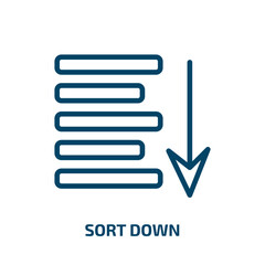 Poster - sort down icon from user interface collection. Thin linear sort down, down, arrow outline icon isolated on white background. Line vector sort down sign, symbol for web and mobile