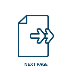 Poster - next page icon from user interface collection. Thin linear next page, next, website outline icon isolated on white background. Line vector next page sign, symbol for web and mobile