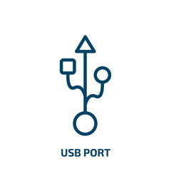 Poster - usb port icon from user interface collection. Thin linear usb port, usb, port outline icon isolated on white background. Line vector usb port sign, symbol for web and mobile