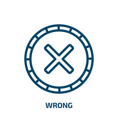 Poster - wrong icon from user interface collection. Thin linear wrong, no, reject outline icon isolated on white background. Line vector wrong sign, symbol for web and mobile