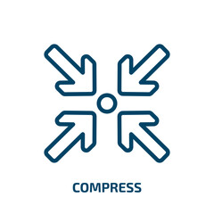 Poster - compress icon from user interface collection. Thin linear compress, data, file outline icon isolated on white background. Line vector compress sign, symbol for web and mobile