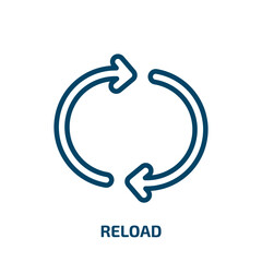 Poster - reload icon from user interface collection. Thin linear reload, arrow, refresh outline icon isolated on white background. Line vector reload sign, symbol for web and mobile