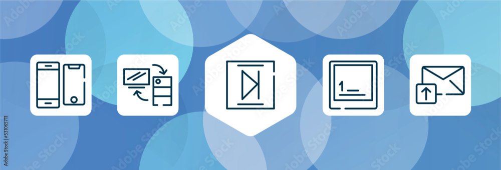 cloud computing outline icon set isolated on blue abstract background ...