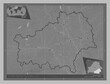 Homyel', Belarus. Grayscale. Labelled points of cities