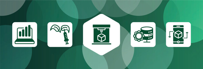 Poster - general filled icon set isolated on abstract background. glyph icons such as info chart, gmo, 3d printing, data science, ar app vector. can be used for web and mobile.
