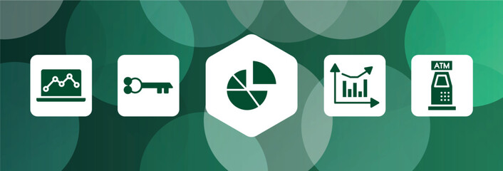 Poster - ecommerce filled icon set isolated on abstract background. glyph icons such as graph notebook, old key in diagonal, diagrams, analytic chart, atm hine vector. can be used for web and mobile.