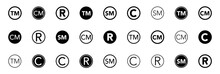 Copyright And Registered Trademark Icon Set Vector. Copyright And Registered Trademark Icon Set Vector. Smart Ark And Trademark Right And License Vector Icon Set