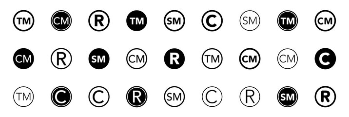 copyright and registered trademark icon set vector. copyright and registered trademark icon set vect