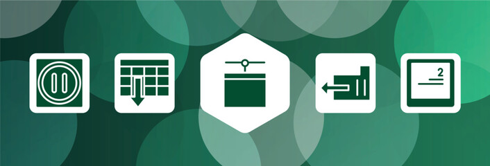 Poster - computer and media filled icon set isolated on abstract background. glyph icons such as pause, spreadsheet ascending order, network administration, export folder, keyboard key with number 2 vector.