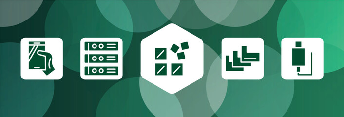 Poster - computer and media filled icon set isolated on abstract background. glyph icons such as phone in a hand, rack servers, registry, index folder, usb plug vector. can be used for web and mobile.