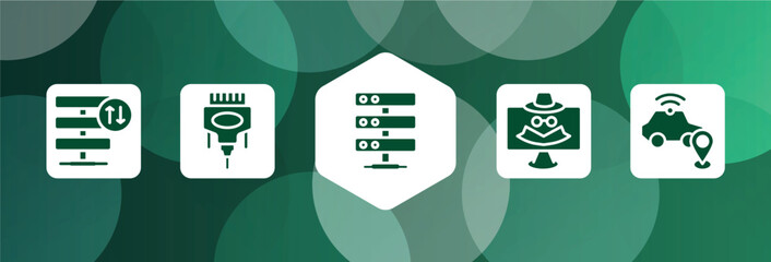 Poster - ai for earth filled icon set isolated on abstract background. glyph icons such as server traffic, dvi, hosting server, spyware, safe driving vector. can be used for web and mobile.