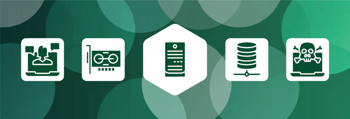 Poster - internet security filled icon set isolated on abstract background. glyph icons such as webinar, adapter, computer server, network server, attack vector. can be used for web and mobile.
