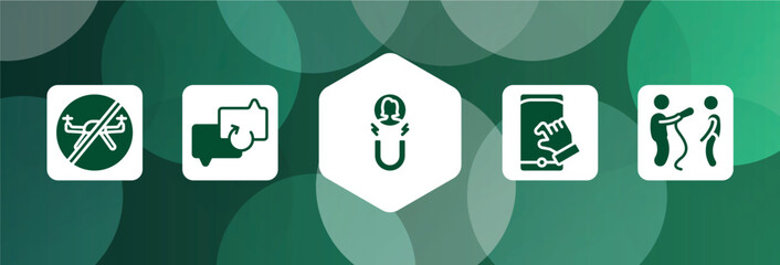 Poster - news filled icon set isolated on abstract background. glyph icons such as no drone zone, backup, attraction, pinch, interviewer vector. can be used for web and mobile.