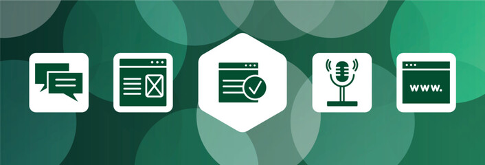 Poster - responsive design filled icon set isolated on abstract background. glyph icons such as messaging, landing page, applications, voice recorder, browser window vector. can be used for web and mobile.