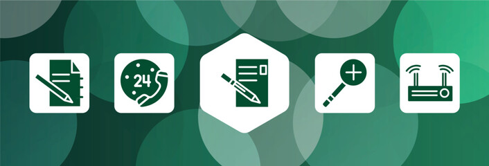 Poster - communication filled icon set isolated on abstract background. glyph icons such as paper note, telephone, write letter, zooming, modem vector. can be used for web and mobile.