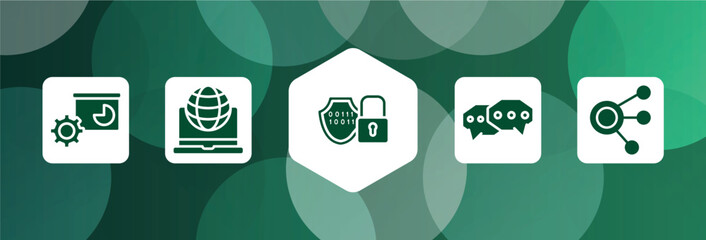 Poster - coworking space filled icon set isolated on abstract background. glyph icons such as facilities, intranet, encryption, chat bubble, coworking vector. can be used for web and mobile.