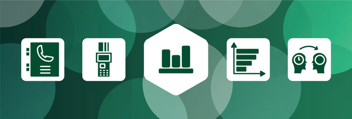 Poster - leadership filled icon set isolated on abstract background. glyph icons such as phonebook, point of service, bar graphic, bar graph, mentor vector. can be used for web and mobile.
