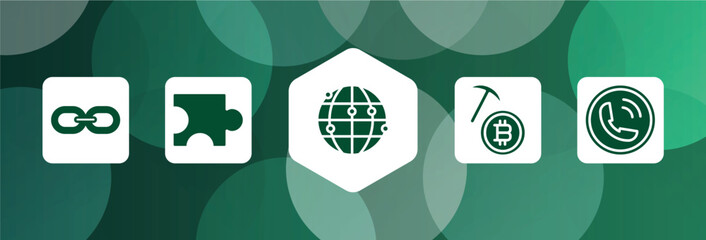 Poster - strategy and management filled icon set isolated on abstract background. glyph icons such as web link, puzzle piece, network, bitcoin mining, calling vector. can be used for web and mobile.