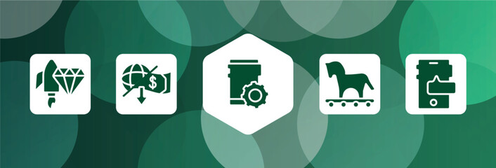 Poster - marketing & seo filled icon set isolated on abstract background. glyph icons such as brilliant, outcome, fintech, trojan, smartphones vector. can be used for web and mobile.