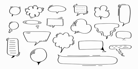 Poster - Hand drawn speech bubbles over white illustration