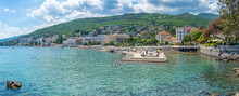 View Of The Lungomare Promenade And Town Of Opatija In Background, Opatija, Kvarner Bay, Croatia