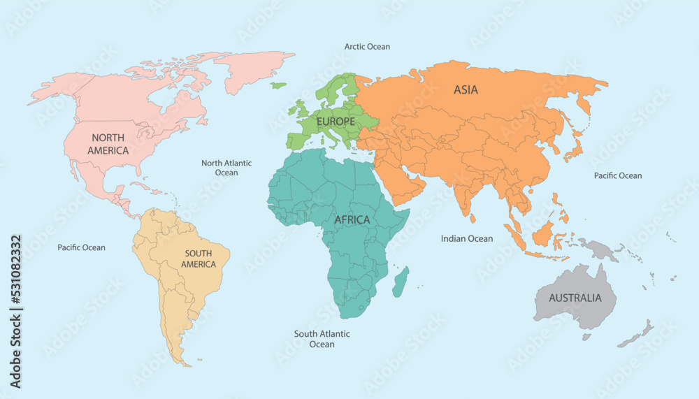 world-map-divided-into-six-continents-in-different-color-world-map-6