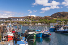 Fishing And Pleasure Boats Moored In Mallaig Harbour, Highlands, Scotland