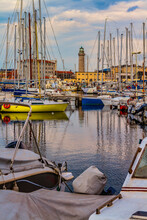Boats Moored At The Old Harbor, Trieste, Friuli Venezia Giulia, Italy