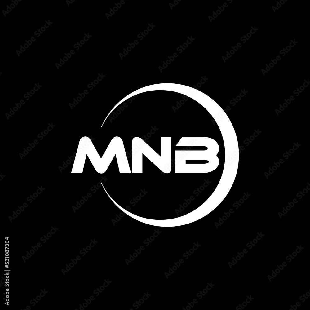 MNB letter logo design with black background in illustrator, cube logo ...