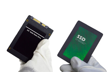 Poster - SSD hard drives are widely used for high-speed work. (The cutting path is included in this image.)